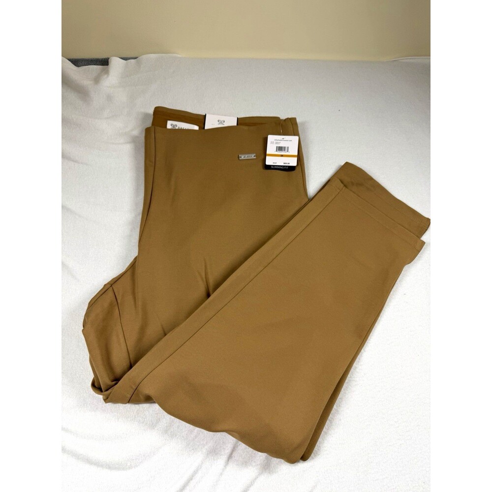 Rafaella Womens Dress Pants Plus Size 3X Brown Stretch Slim Leg Pull On $69 495